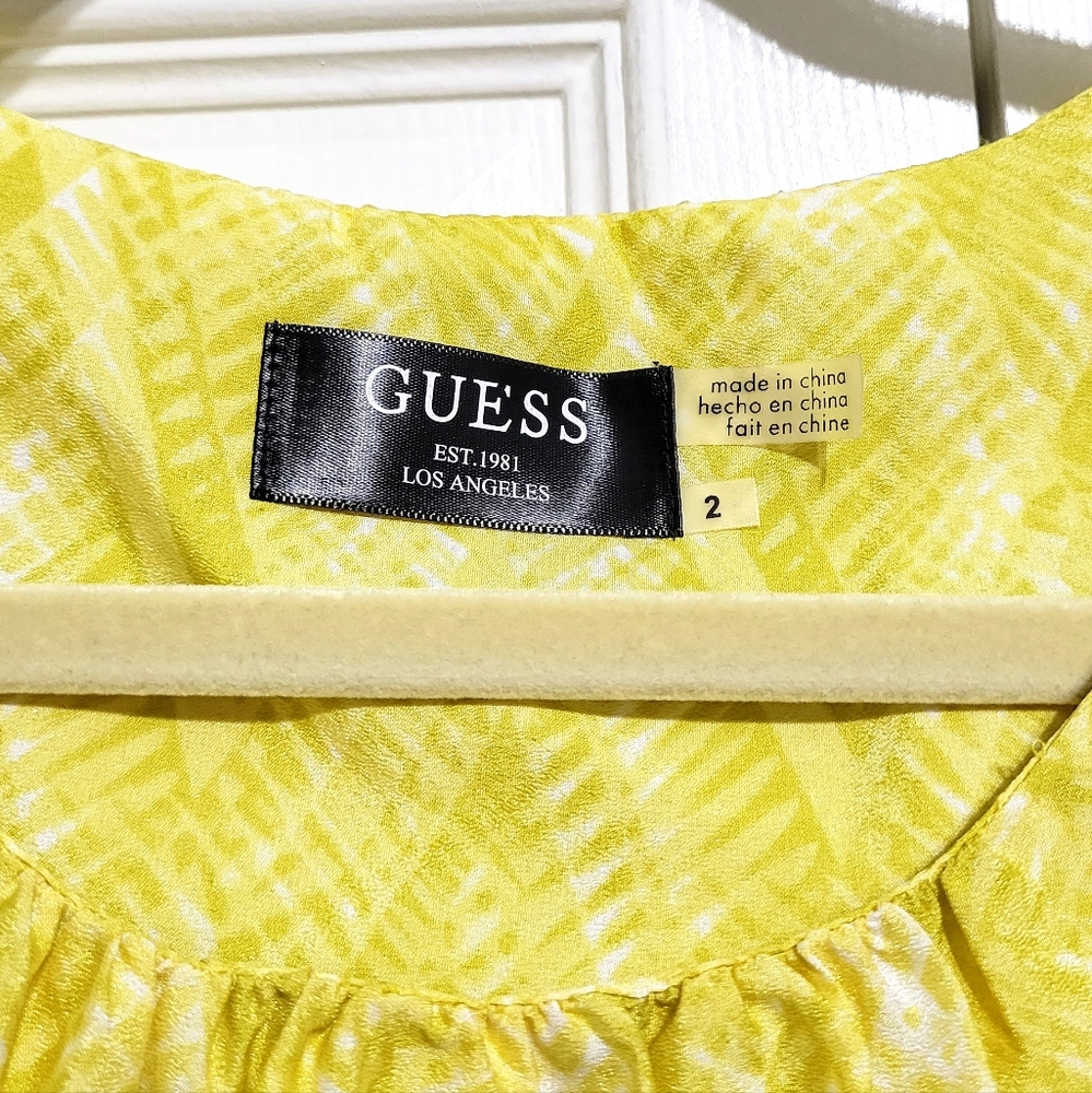 GUESS Dress Yellow Embellished Turquoise Ombre - Picture 4 of 8